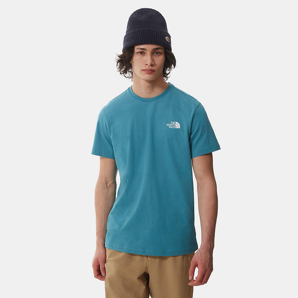 The North Face Simple Dome Ανδρικα T Shirt - Μπλε / Ασπρα (PFOE57631)